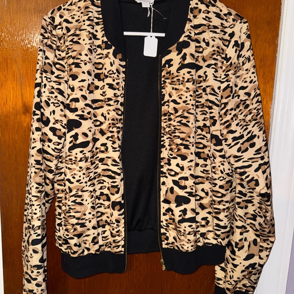 Harlow Leopard Print Bomber Jacket